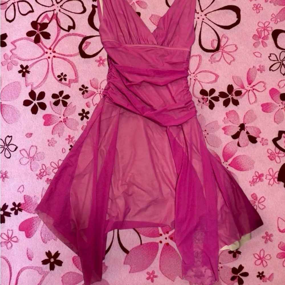 le chateau Pink Asymmetrical Hem Dress